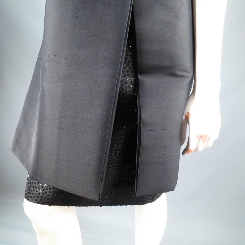 MICHAEL KORS Size 2 Black Wool / Silk Layered Sequin Skirt Cocktail Dress 1