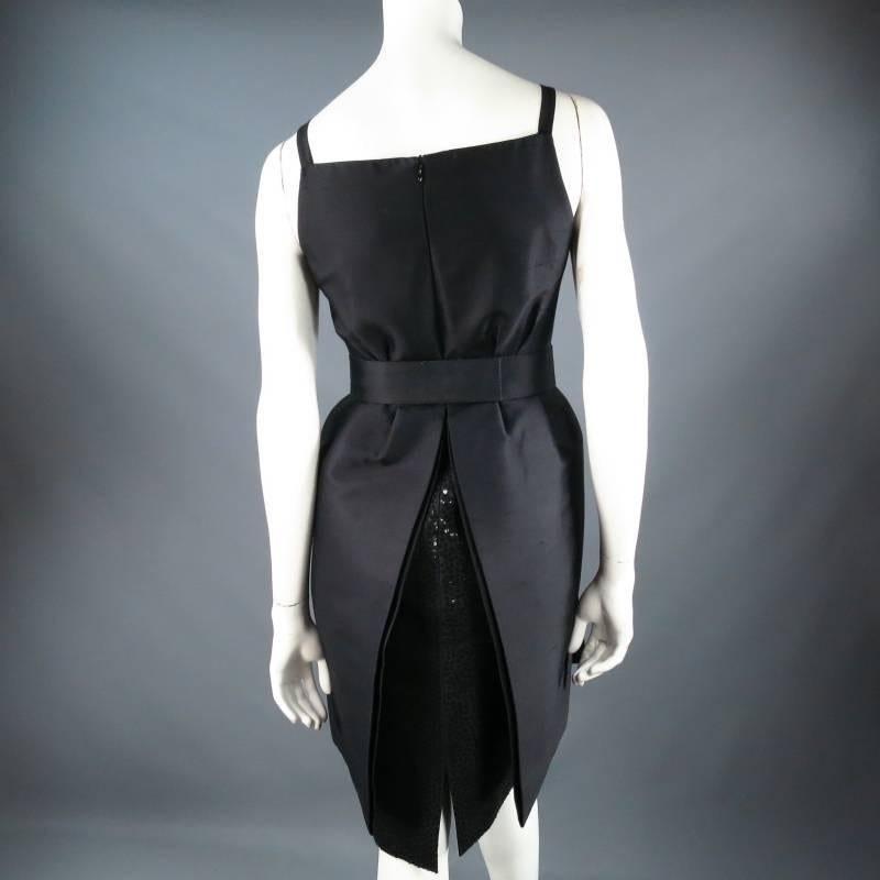 MICHAEL KORS Size 2 Black Wool / Silk Layered Sequin Skirt Cocktail Dress 3