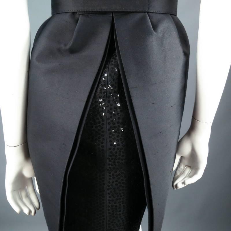 MICHAEL KORS Size 2 Black Wool / Silk Layered Sequin Skirt Cocktail Dress 5