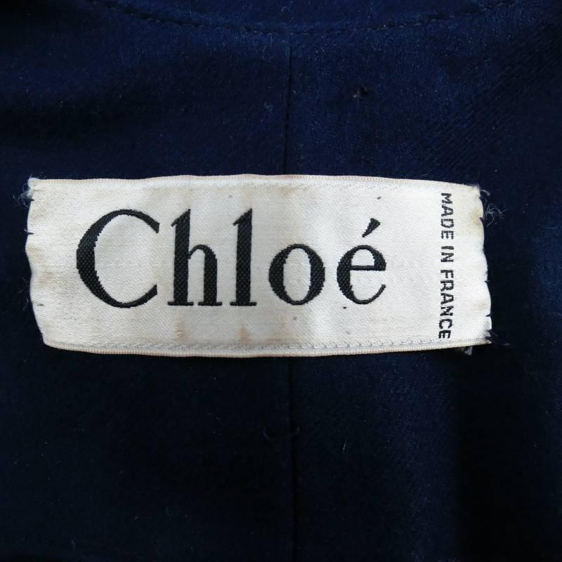 Vintage CHLOE Size M Navy Embroidered Gold Button Military Dress 5