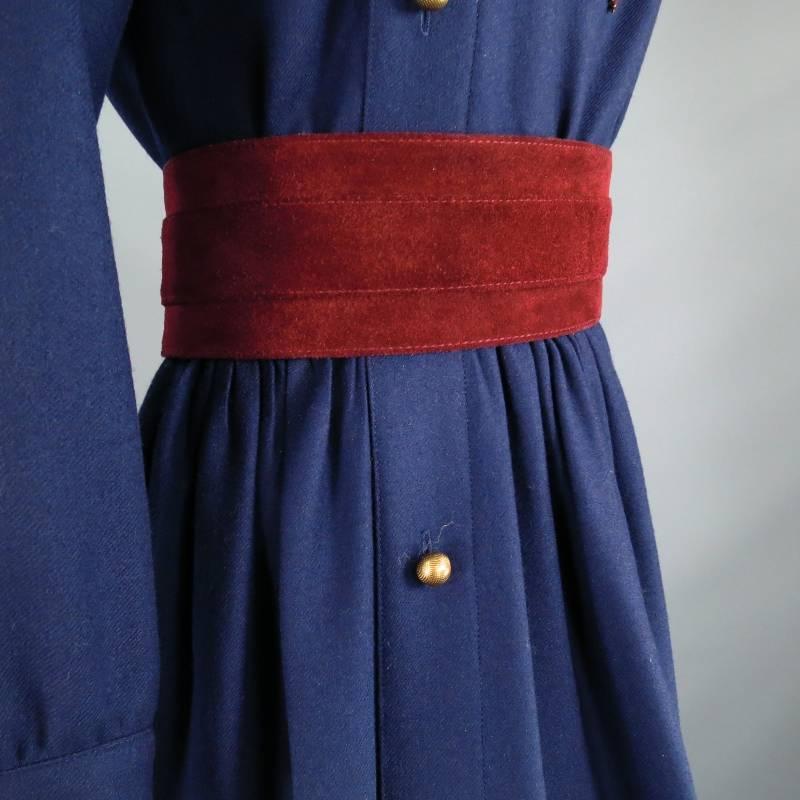 Vintage CHLOE Size M Navy Embroidered Gold Button Military Dress 4