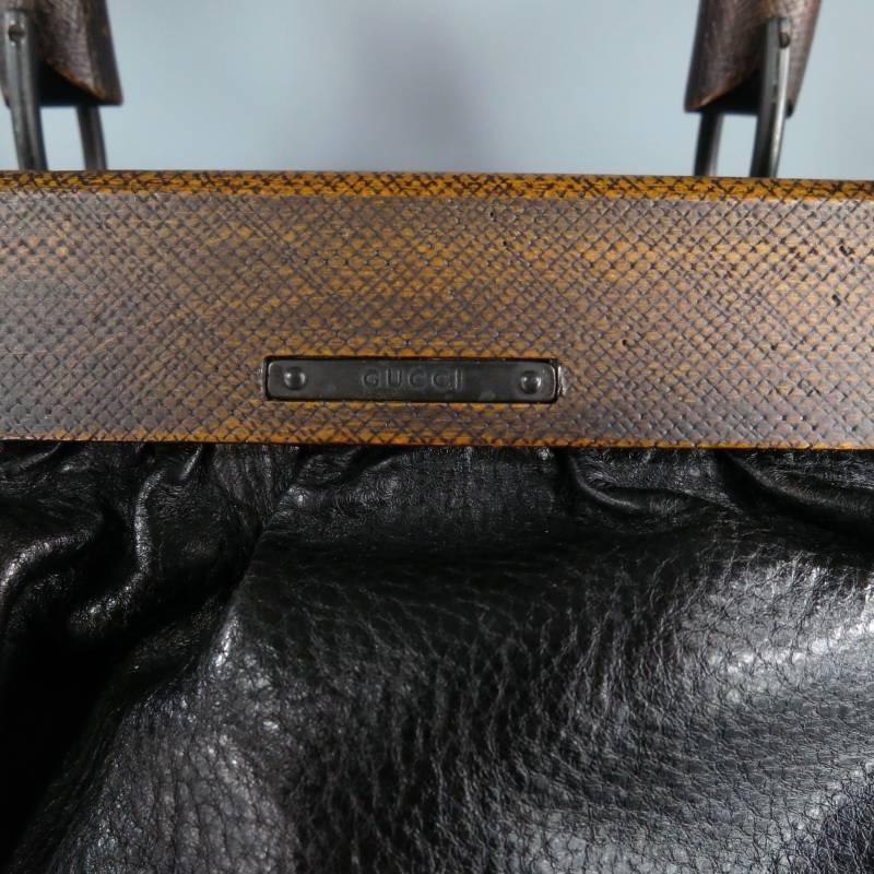 GUCCI by TOM FORD Wooden Handles Black Leather Doctor Satchel 2002 Bag 2