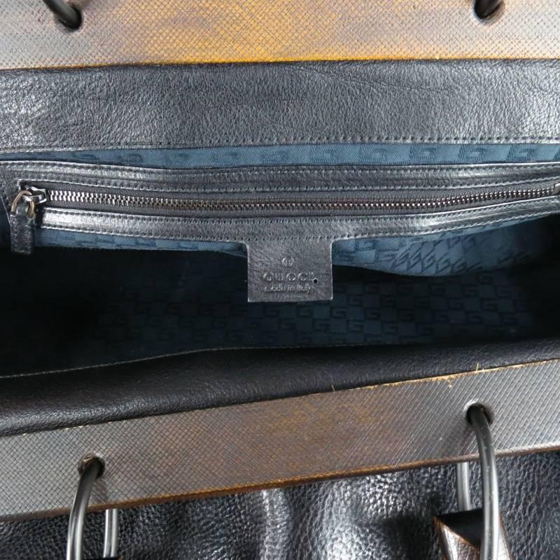 GUCCI by TOM FORD Wooden Handles Black Leather Doctor Satchel 2002 Bag In Excellent Condition In San Francisco, CA