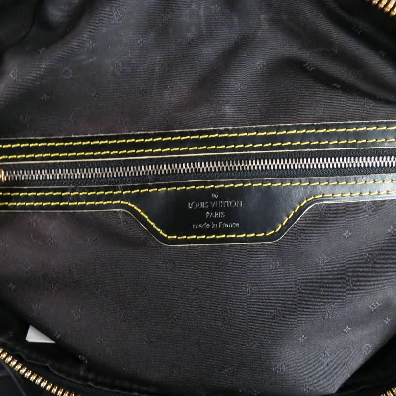 LOUIS VUITTON Black Leather Cuir Suhali Yellow Stitching Lock Handbag 2007 2