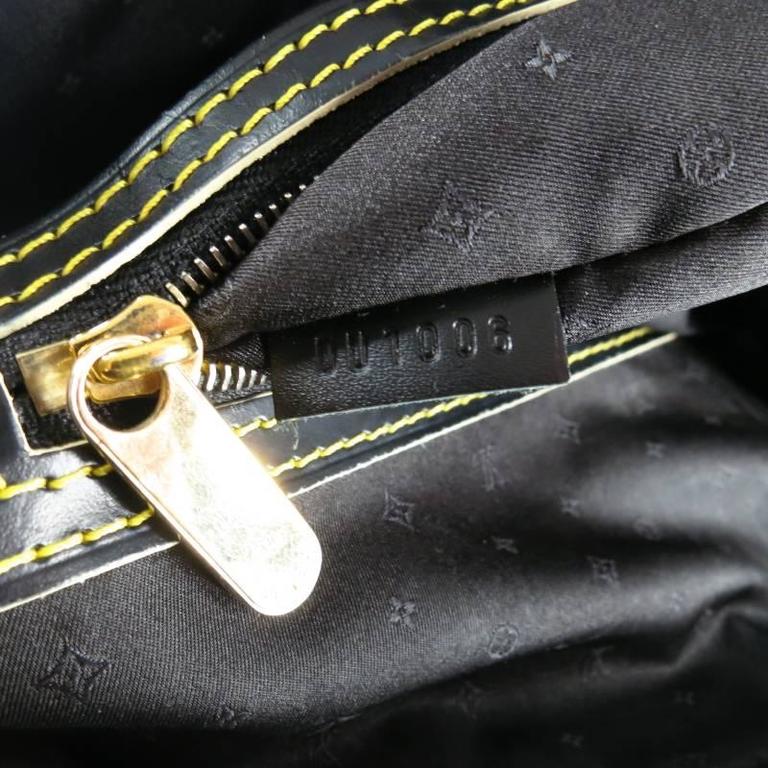 LOUIS VUITTON Black Leather Cuir Suhali Yellow Stitching Lock Handbag 2007 at 1stdibs