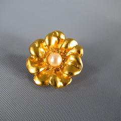 KENZO Gold Flower w/ Pearl Clip On Earrings