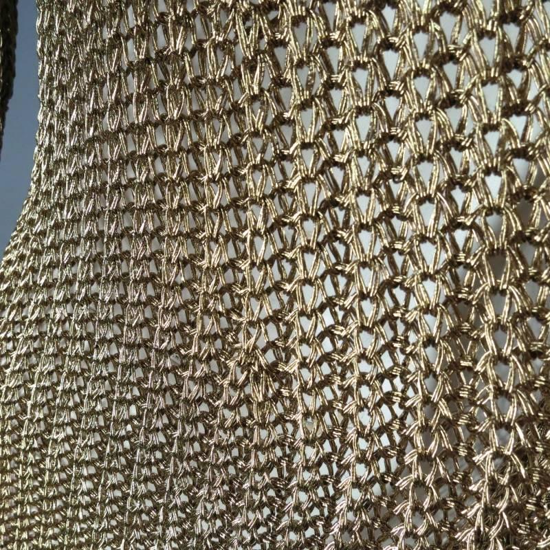 RALPH LAUREN COLLECTION Größe L Metallic Gold Mesh Knit Schal Kragen Cardigan 2