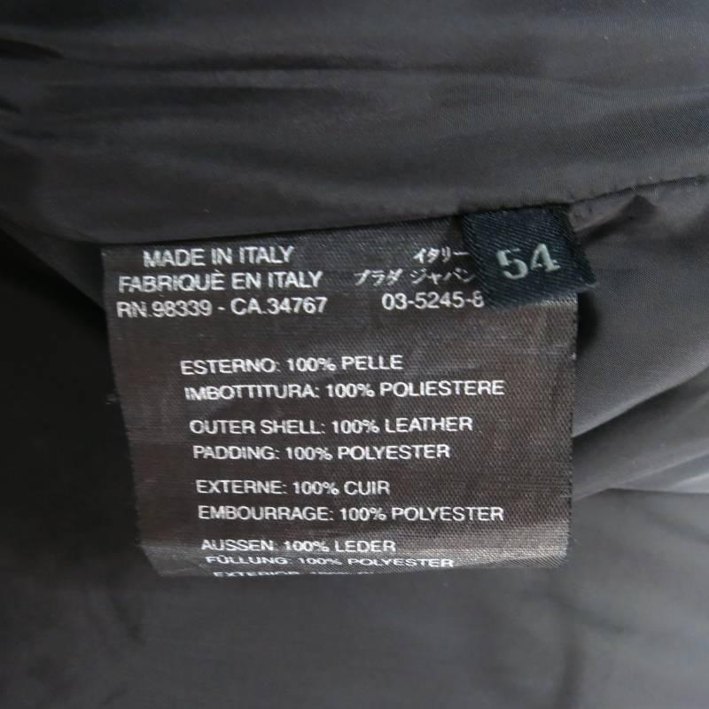 PRADA Men's 44 Long Black Leather Collared Button Up Coat 4