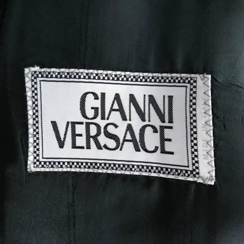 Vintage GIANNI VERSACE Men's 40 Charcoal Wool Gold Medusa Button Pea Coat In Excellent Condition In San Francisco, CA