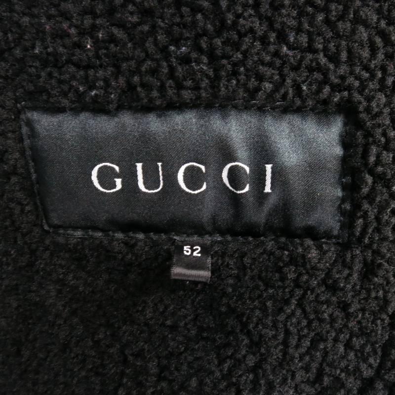 GUCCI by TOM FORD 42 Black Suede Shearling Ribbed Motorcycle Coat 6