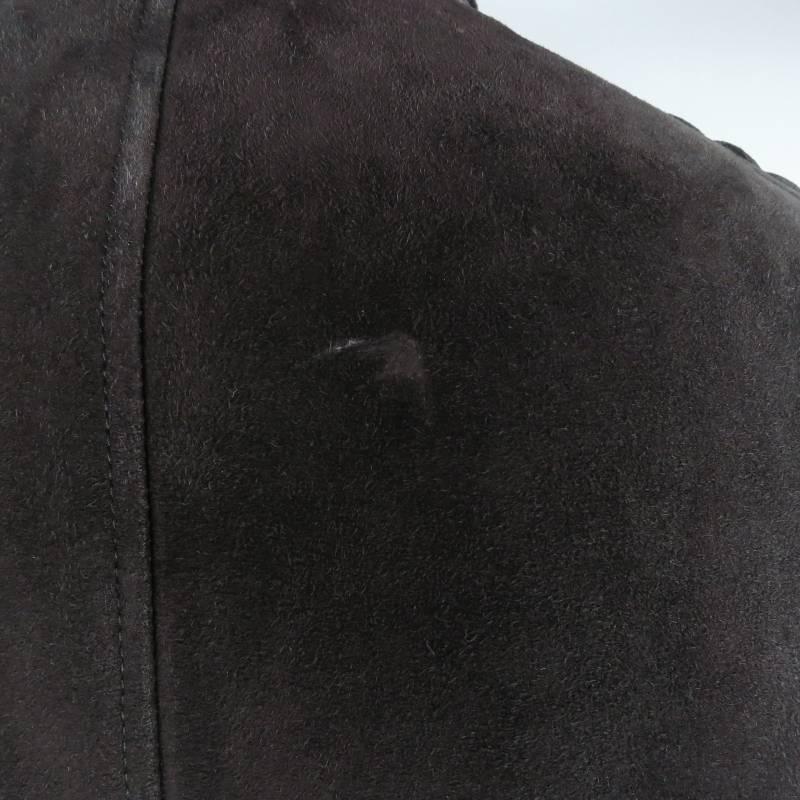 GUCCI by TOM FORD 42 Black Suede Shearling Ribbed Motorcycle Coat 5