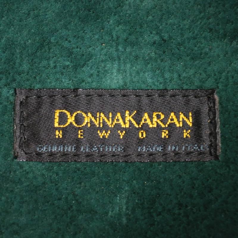 DONNA KARAN Emerald Green Matte Leather Snap Black Rope Shoulder Bag 6
