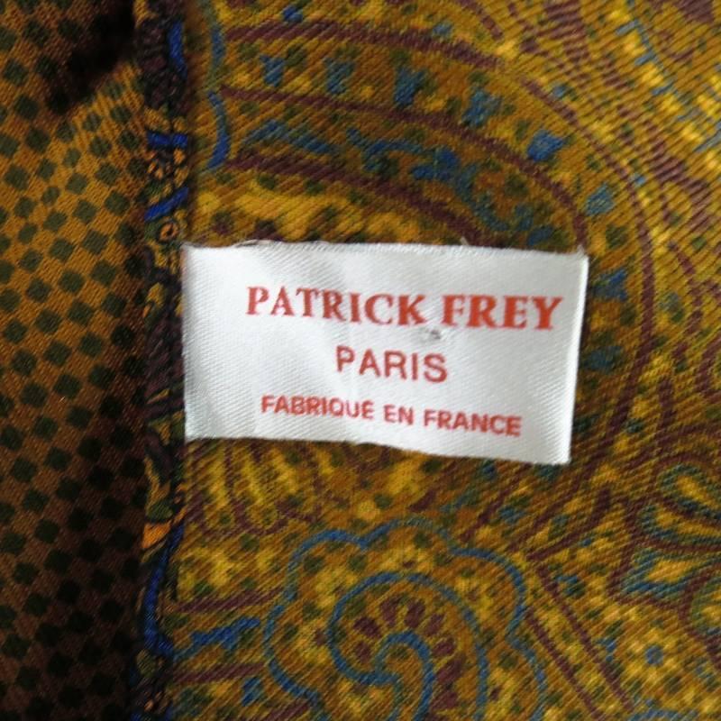 PATRICK FREY Rust Navy & Burgundy Paisley Cross Wool Shawl In Excellent Condition In San Francisco, CA