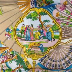 GUCCI Beige Silk Multi Color Fans Scarves