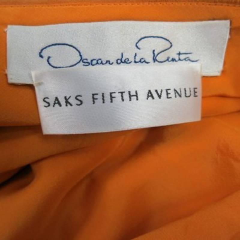 OSCAR DE LA RENTA Size 6 Orange Suede Clear Beaded Halter Dress Top 3