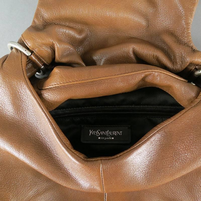 YVES SAINT LAURENT by TOM FORD Brown Ruched Leather Shoulder Bag Fall 2003 2