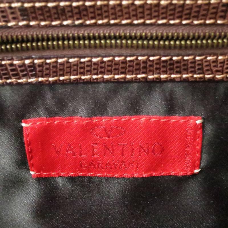 VALENTINO Burgundy & Green Suede Brown Snake  V Logo Top Handles Handbag 2