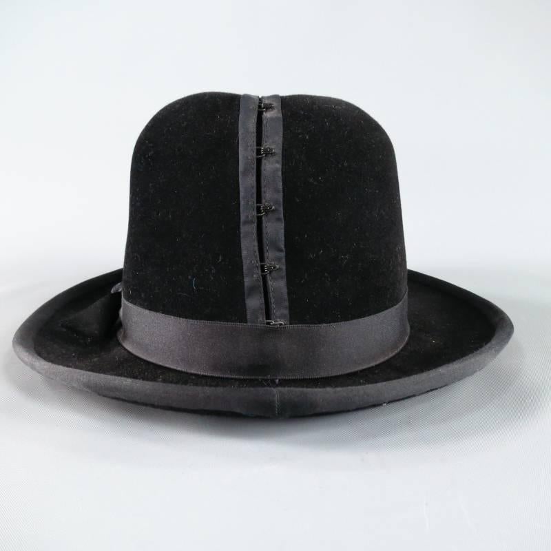 ROD KEENAN Black Felt Hook & Eye Detail Bowler Hat 5