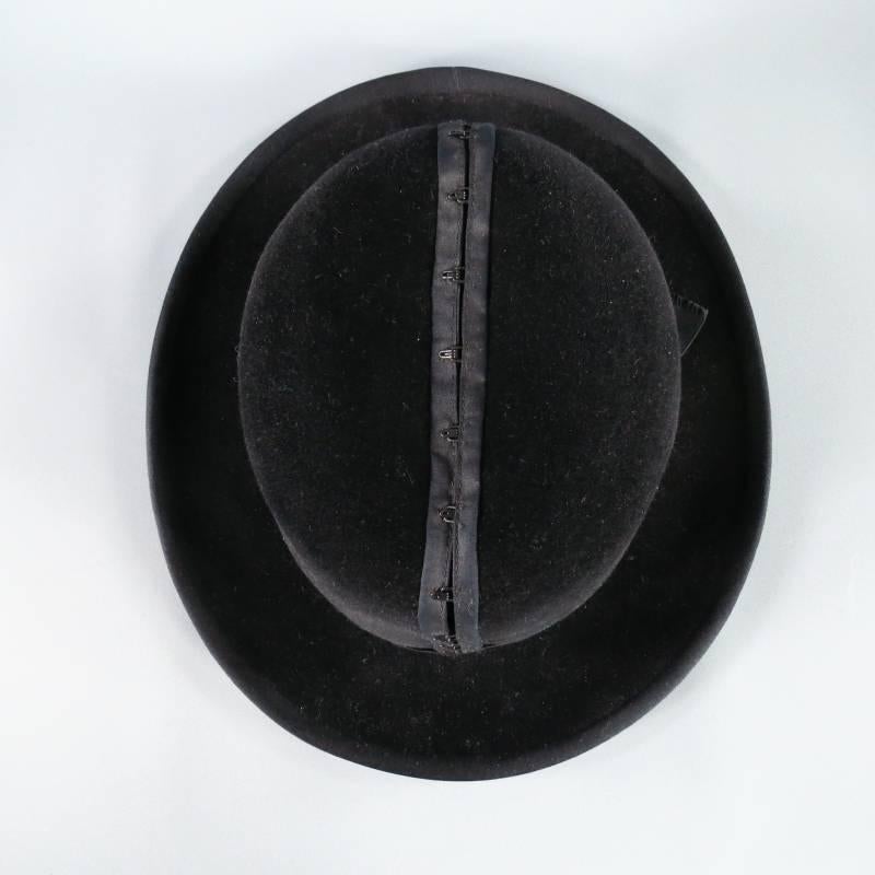 ROD KEENAN Black Felt Hook & Eye Detail Bowler Hat 2