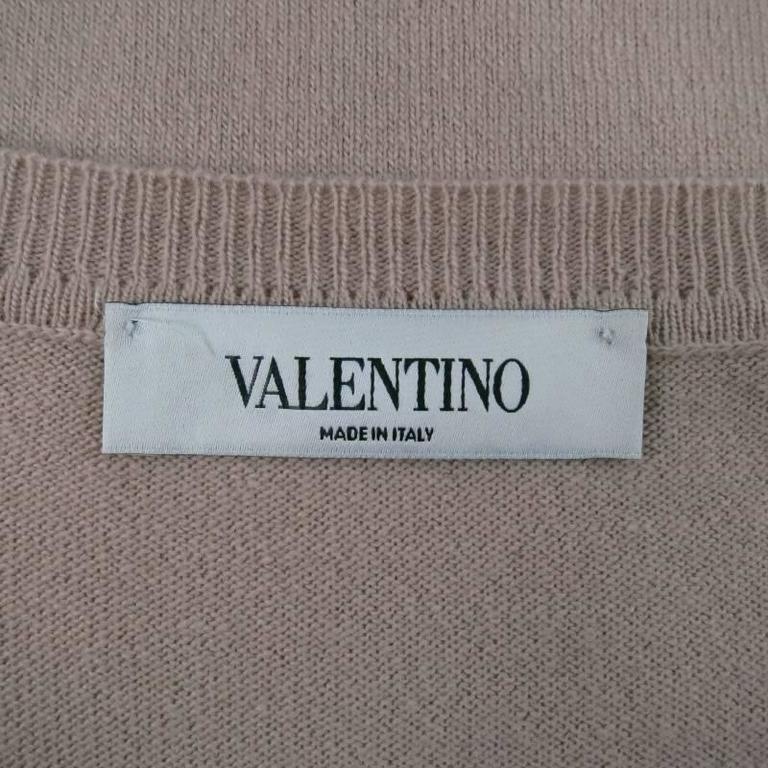 VALENTINO Size S Pink Mauve Nude Lace Wool Blend Cardigan at 1stDibs