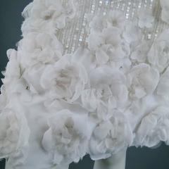 RALPH LAUREN Collection Size 2 White Silk Floral Embellished Beaded A-Line Skirt