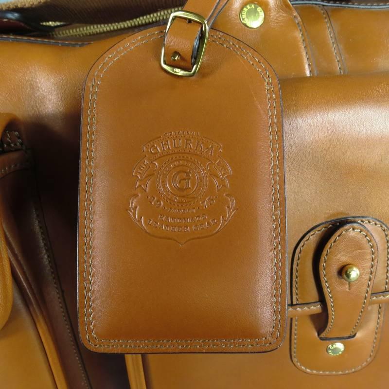 GHURKA -Express No. 2- Tan Leather Flap Pockets Weekender Travel Bag 1