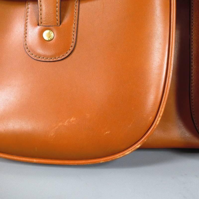 Women's or Men's GHURKA -Express No. 2- Tan Leather Flap Pockets Weekender Travel Bag