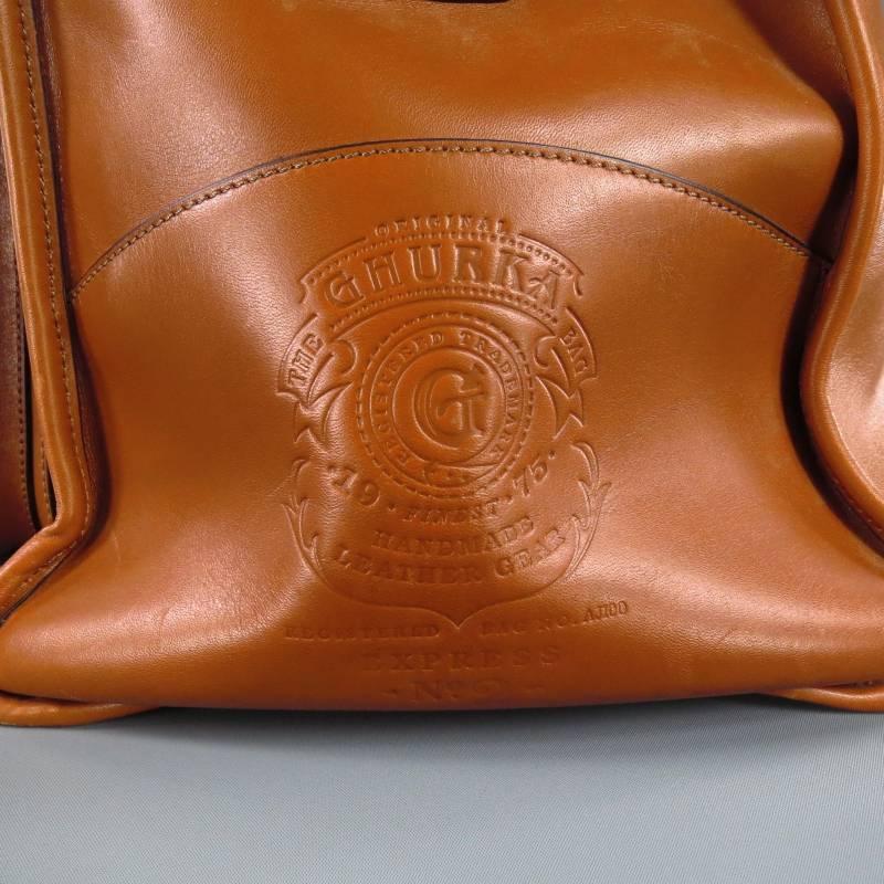 GHURKA -Express No. 2- Tan Leather Flap Pockets Weekender Travel Bag 2