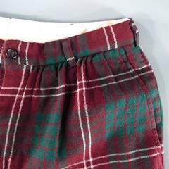COMME des GARCONS Size 30 Burgundy Green & White Plaid Wool Flannel Shorts