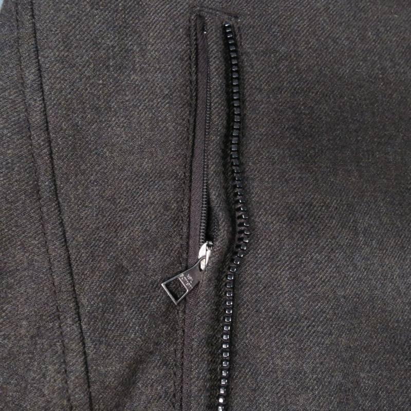 Men's NEIL BARRETT Size 32 Olive Wool Zip Riding Detail Casual Pants
