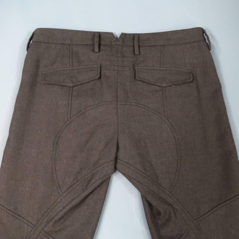 NEIL BARRETT Size 32 Olive Wool Zip Riding Detail Casual Pants 1