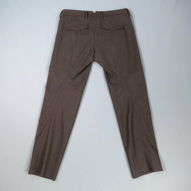 NEIL BARRETT Size 32 Olive Wool Zip Riding Detail Casual Pants 2