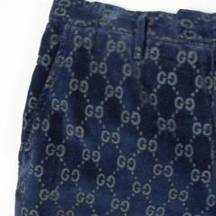GUCCI by TOM FORD Size 32 Navy Monogram Print Velvet Dress Pants