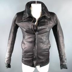 BORIS BIDJAN SABERI Men's 38 Black Lambskin Leather Zip Placket Jacket 2011 2012