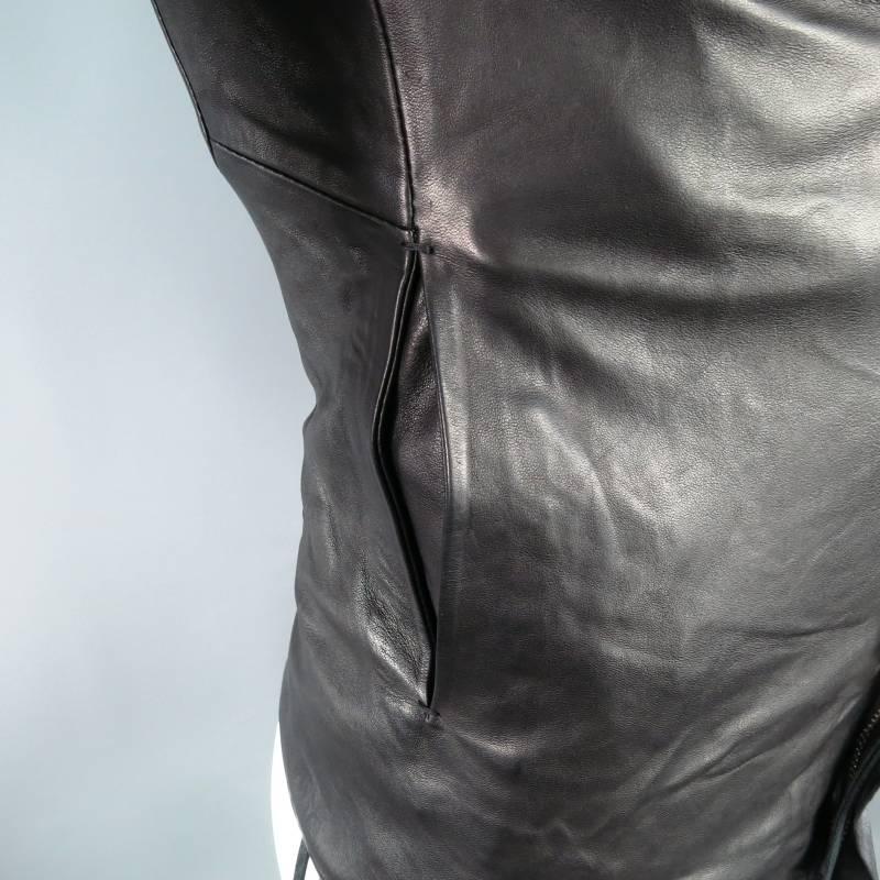 BORIS BIDJAN SABERI Men's 38 Black Lambskin Leather Zip Placket Jacket 2011 2012 3
