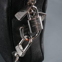 LOUIS VUITTON Black Leather PORTE DOCUMENTS BUSINESS PM Lock Briefcase Bag