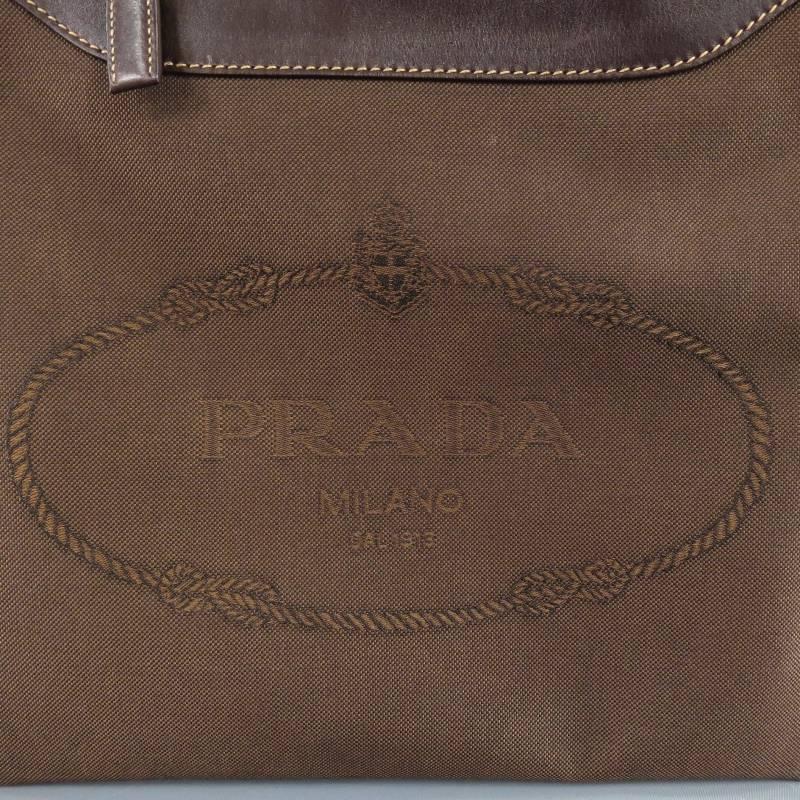 PRADA Brown Canvas & Leather Logo Crossbody Bag 3