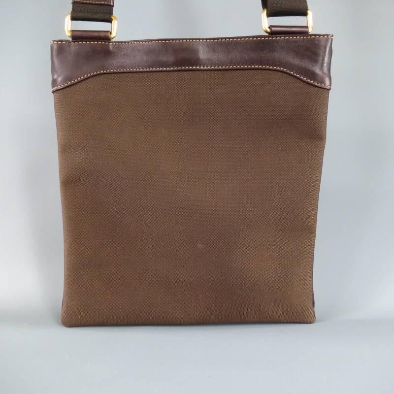 PRADA Brown Canvas & Leather Logo Crossbody Bag 4