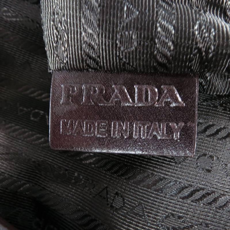 PRADA Brown Canvas & Leather Logo Crossbody Bag In Excellent Condition In San Francisco, CA