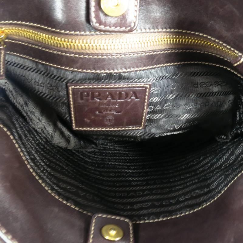 PRADA Brown Canvas & Leather Logo Crossbody Bag 2