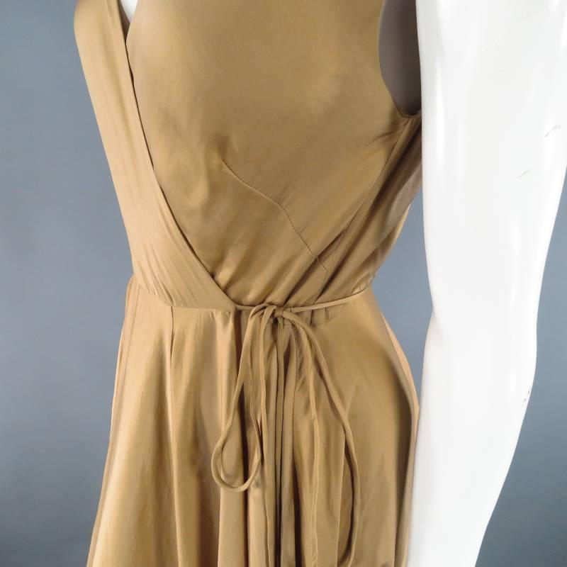 RALPH LAUREN Größe 6 Gold Seide gefüttert Satin Wrap Maxi Kleid im Zustand „Hervorragend“ in San Francisco, CA