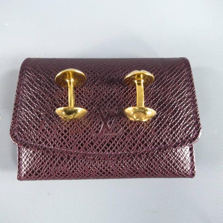 LOUIS VUITTON Gold Tone Engraved Metal Monogram Quatrefoils and Flowers Cuff Links at 1stdibs