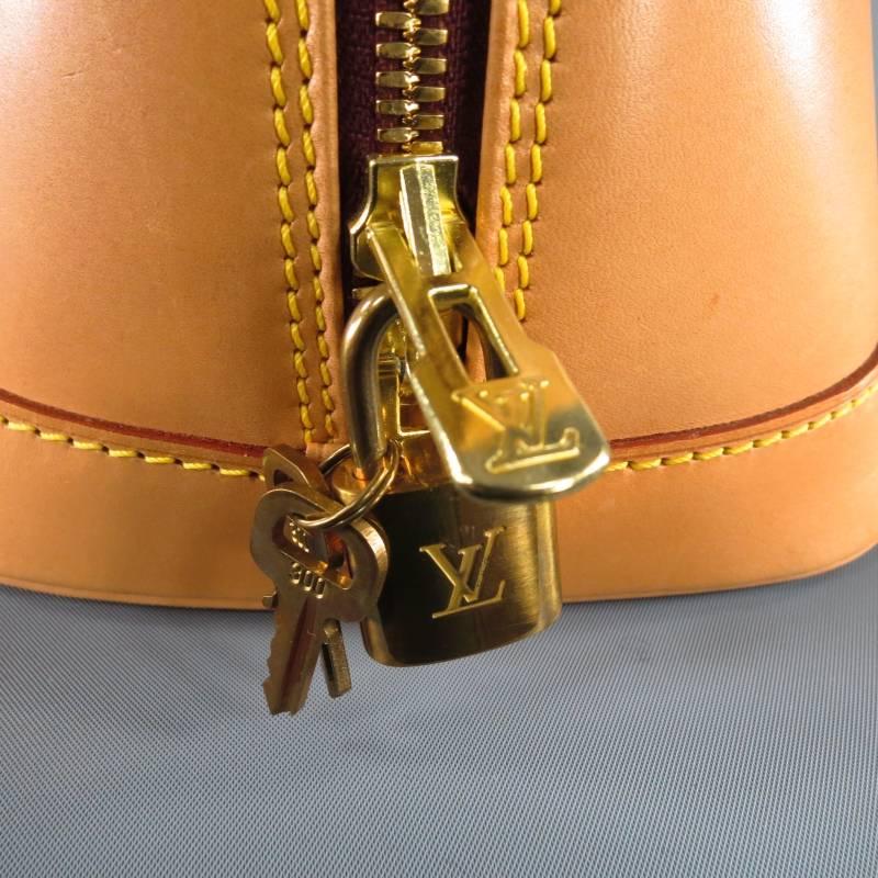 LOUIS VUITTON Natural Vachetta Patina Leather ALMA PM Top Handles Bag 2