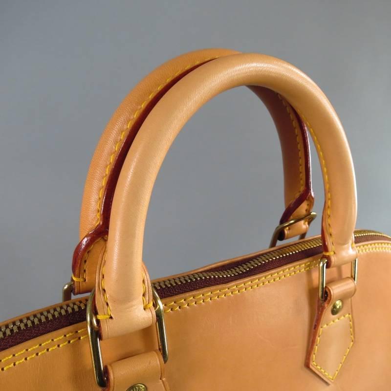 Women's LOUIS VUITTON Natural Vachetta Patina Leather ALMA PM Top Handles Bag