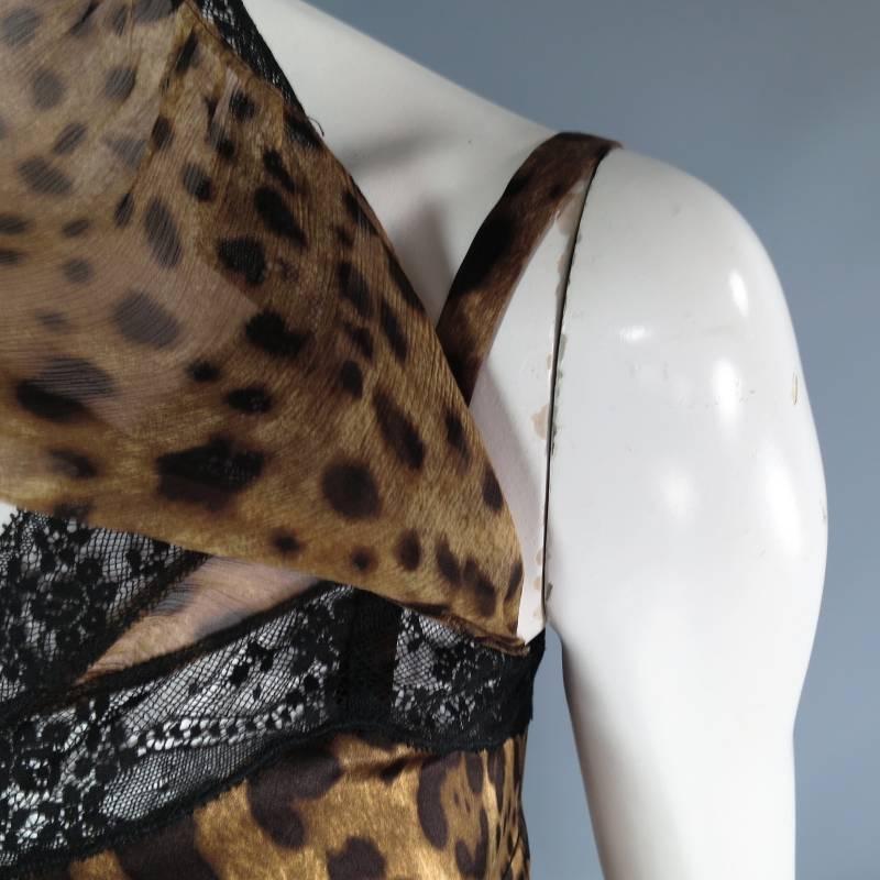 DOLCE & GABBANA Size 2 Leopard & Black Lace Capelet Camisole 3
