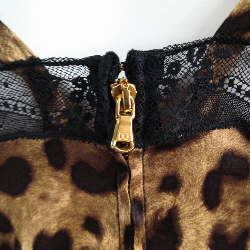 DOLCE & GABBANA Size 2 Leopard & Black Lace Capelet Camisole In Excellent Condition In San Francisco, CA