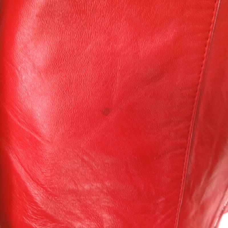 JIL SANDER Size 8 Red Leather Zip Motorcycle Jacket 5