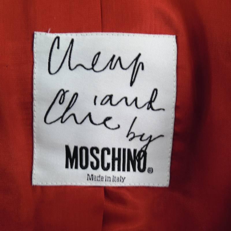 MOSCHINO Cheap & Chic Size M Black Velvet Vinyl Applique Tie Jacket 1