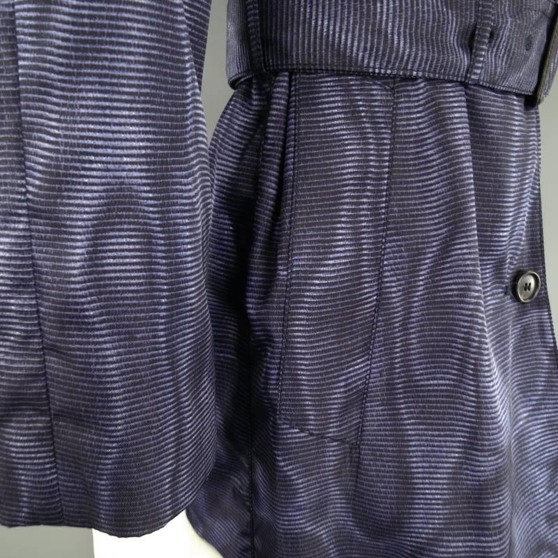 PRADA Size 2 Blue Moare Print Nylon Trenchcoat 2