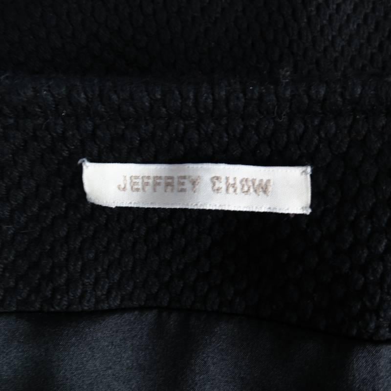 JEFFREY CHOW Size S Black Textured Fur Trim Empire Waist Coat 6